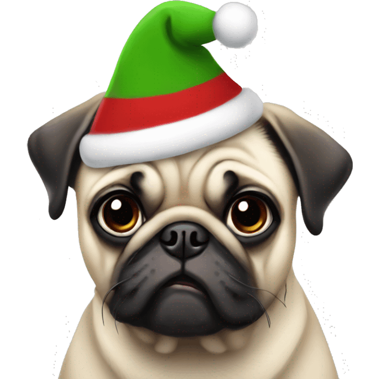 Pug with santa hat emoji