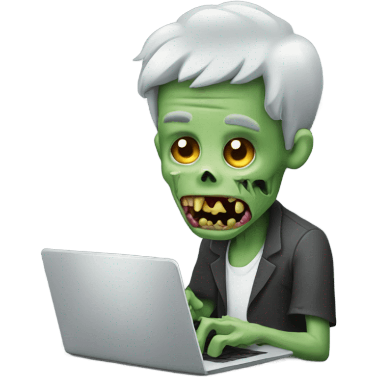 Zombie typing on laptop happy emoji