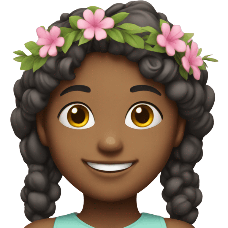 smiling girl with pink flower crown  emoji