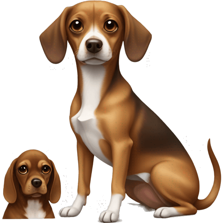 Brown and white Chihuahua and all brown bloodhound best friends emoji