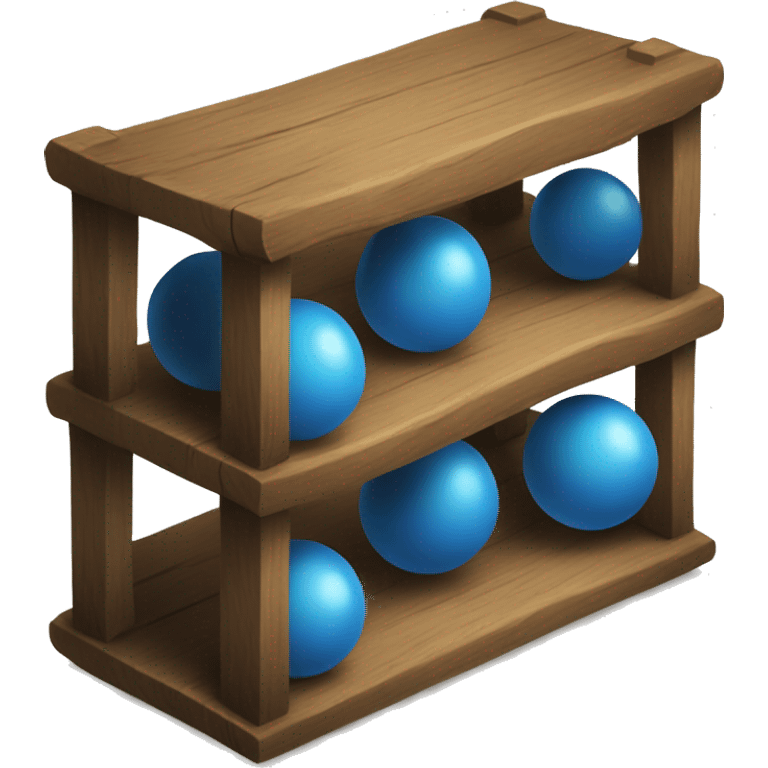 wooden shelves with blue orb prophecies emoji