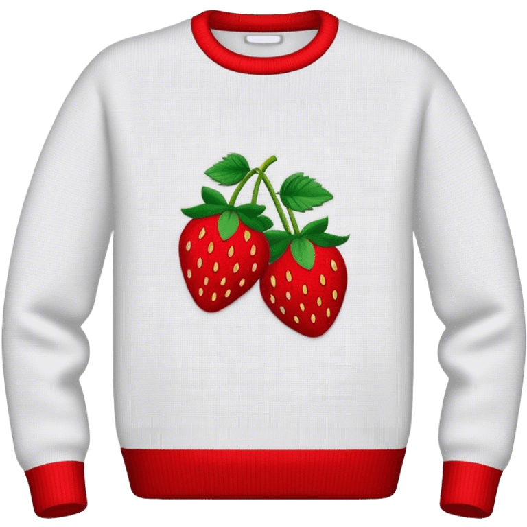 sweater embroidered with strawberries emoji