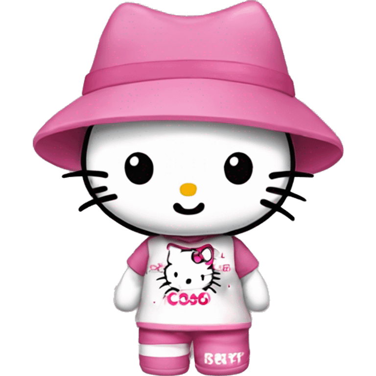 hello kitty with a shirt that says “Csókolom Mitzi” emoji