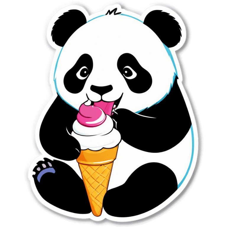 Panda eating ice cream emoji