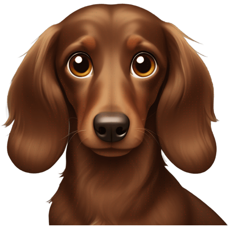 Longhaired dachs with light Brown eyes and Brown nose with Choco emoji