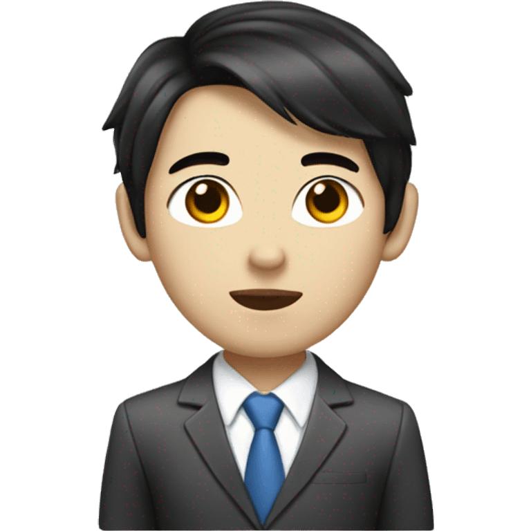 A young Asian office worker with black hair, white skin, and tied hair emoji