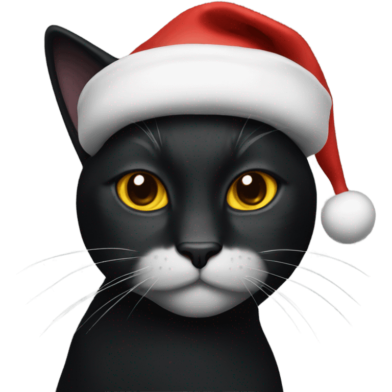 Black cat wearing a santa hat emoji