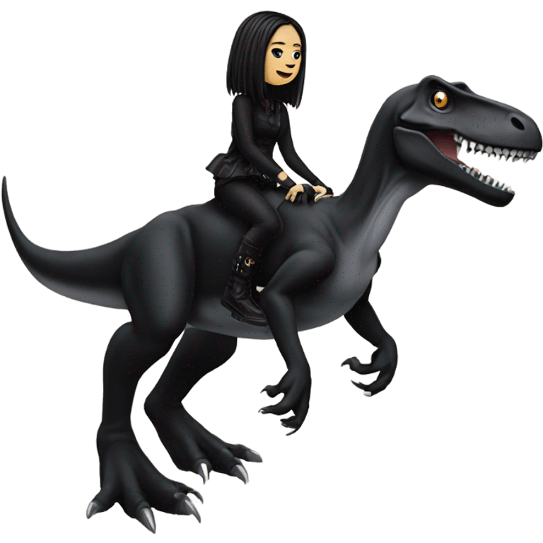 Goth girl riding a trex emoji