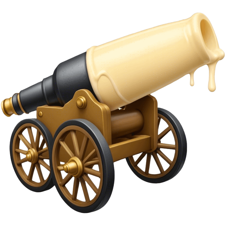 Cannon on two wheels that has some mayonnaise dripping out of the front emoji