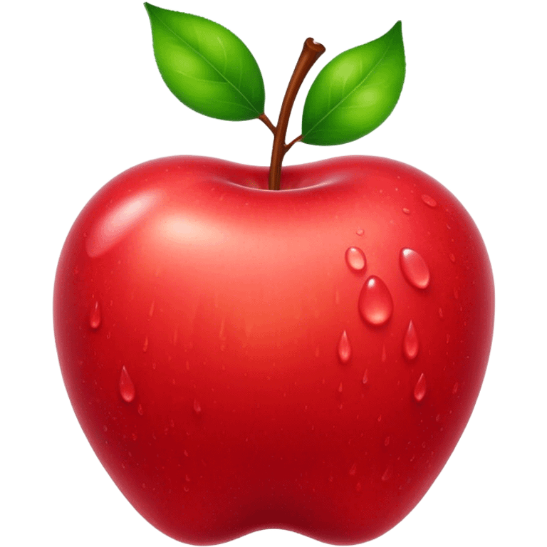 Cinematic Realistic Apple Emoji, Fresh and vibrant, with a crisp, red skin glistening with droplets of water. The smooth, shiny surface catches the light, while the green stem adds a natural touch. Soft glowing outline, capturing the essence of health, sweetness, and freshness in a crisp apple! emoji