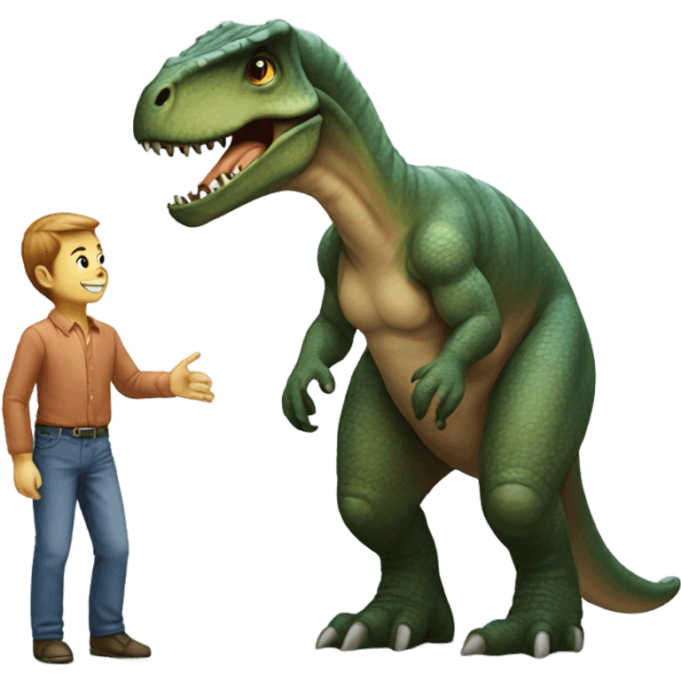 dinosaur holding a human emoji