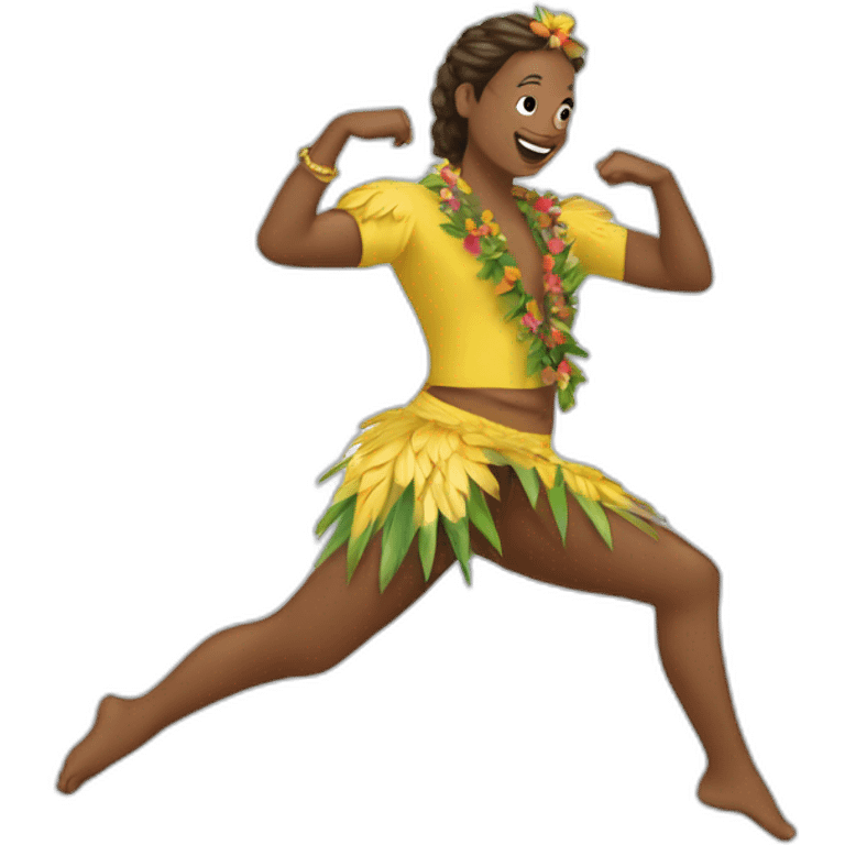 Macron habillé en danseuse hawaïenne emoji