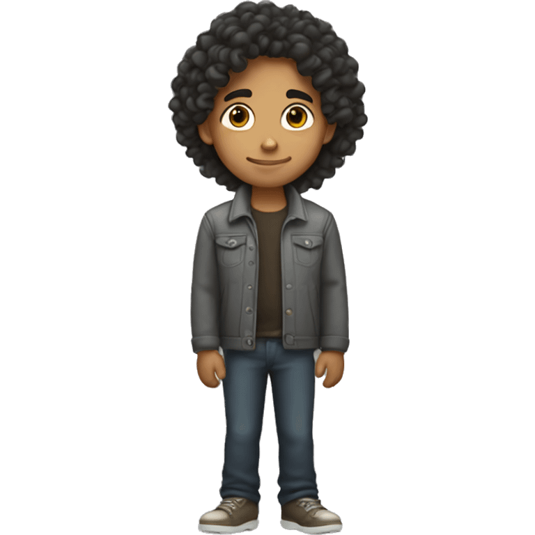 Hispanic boy with long curly hair emoji