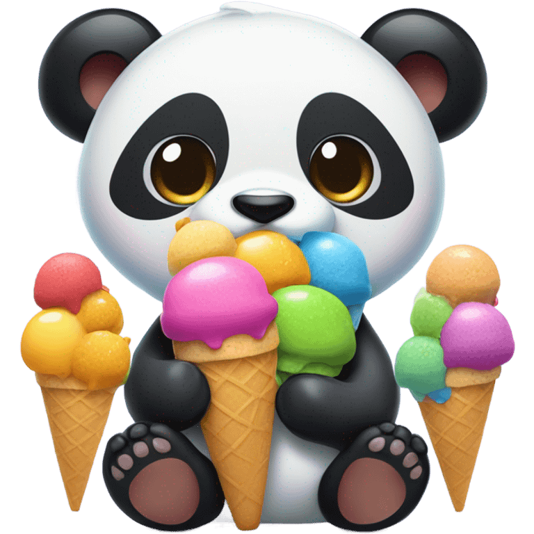 Panda eating ice creams  emoji