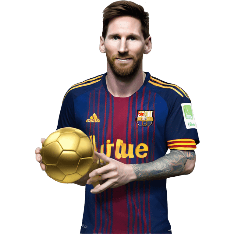 Messi con el balón de oro y un mundial en la mano emoji