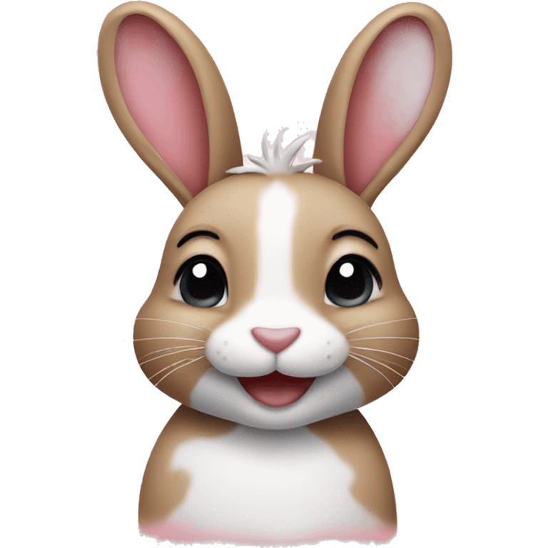 rabbit smiling decorated with hearts emoji