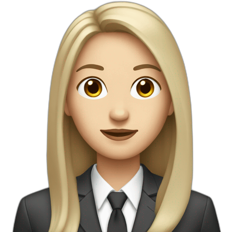 Dark Brown straight long hair white woman wearing suit emoji