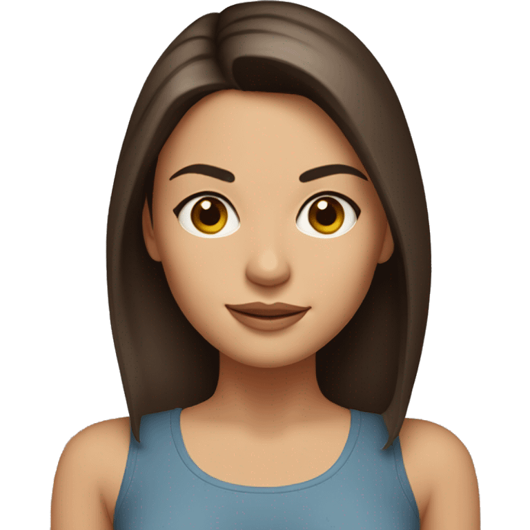 Looks like Mila Kunis, has brown eyes, straight hair below the shoulders, young mom. emoji