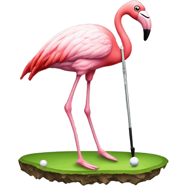 Golfing flamingo emoji