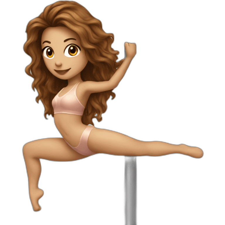 Pole dancer with brown long hair  emoji