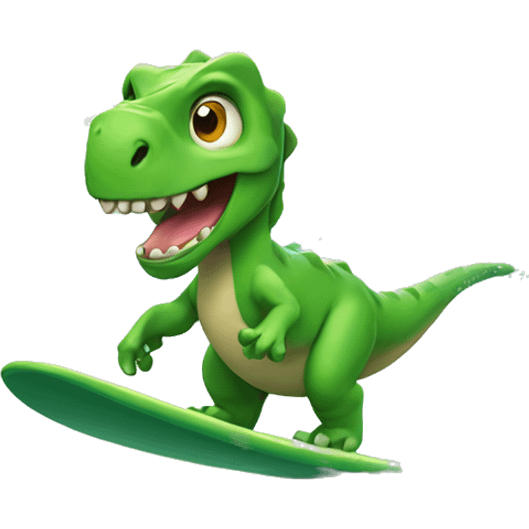 Green Dinosaure Surfing  emoji