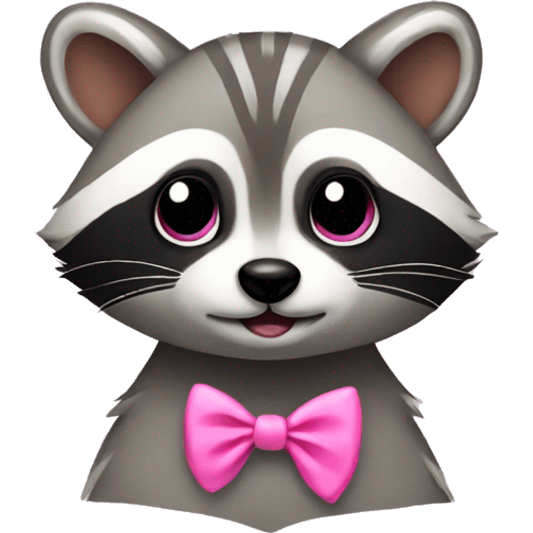 Raccoon with a pink bow emoji