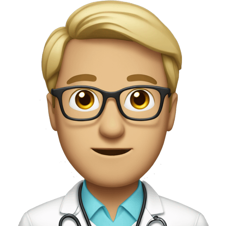 a man with glasses and large eyes in a doctor's suit emoji