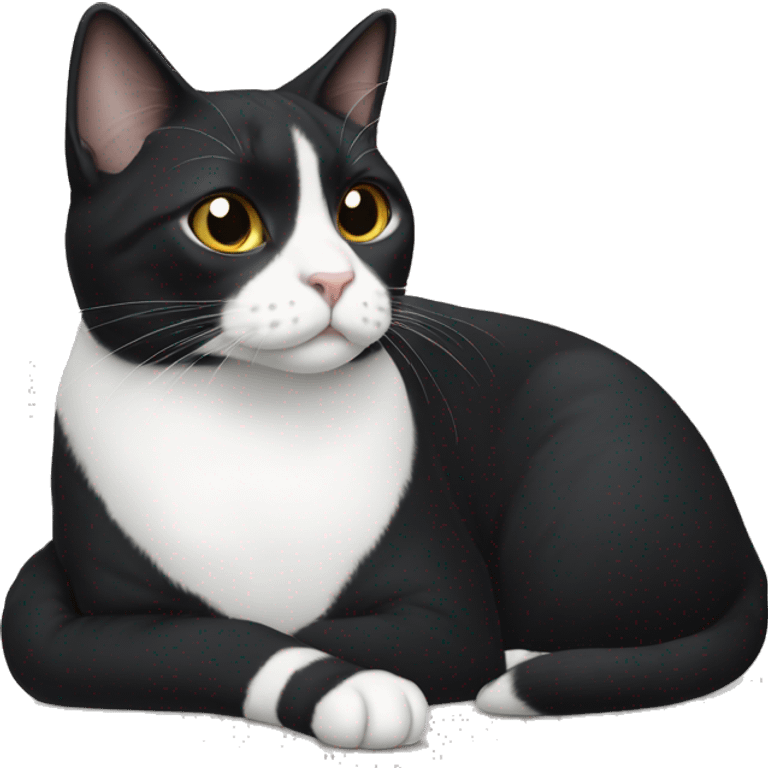 Tuxedo cat with white chin and small white mustache  emoji