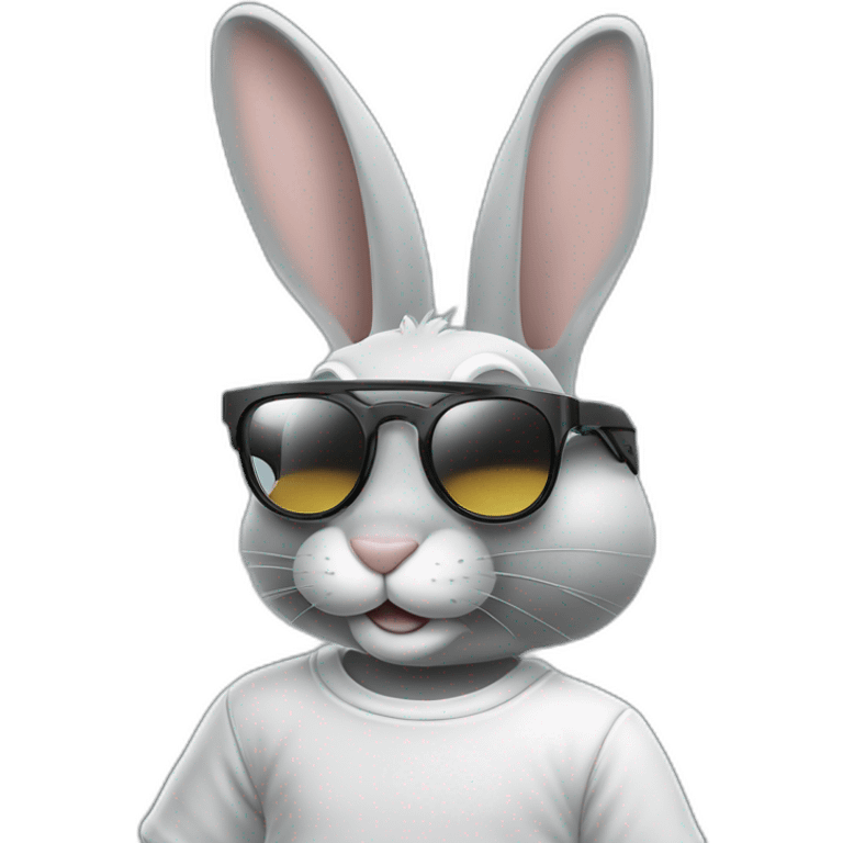 Bugs bunny streetwear cybertech smart glasses point from him up doing a moonwalker emoji