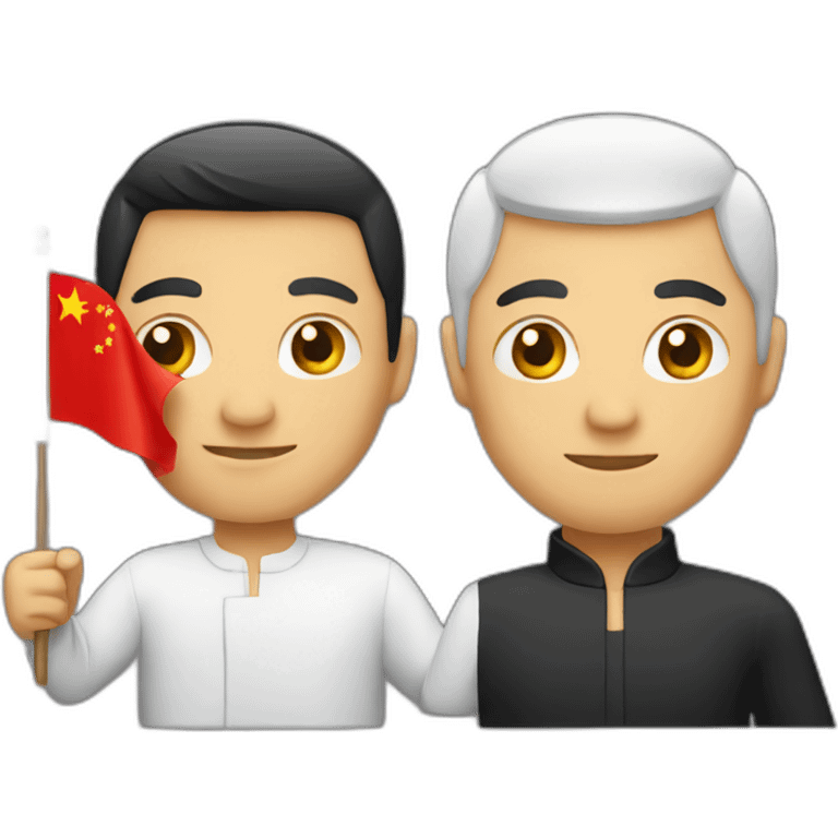 man holding Indonesian flag and Chinese flag emoji