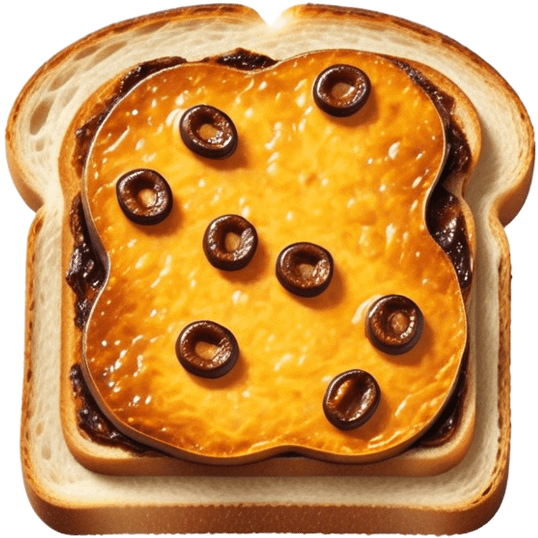 Cinematic Realistic Vegemite on Toast Dish Emoji, depicted with a generous spread of savory Vegemite on perfectly toasted bread, rendered with vibrant textures and warm lighting that captures its uniquely Australian flavor. emoji