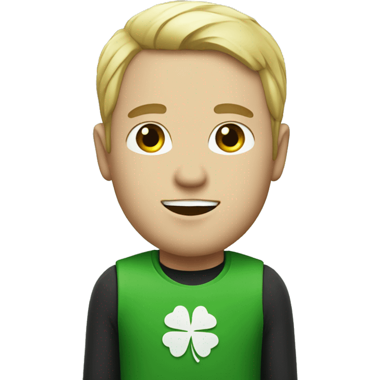 white man with four leaf clover emoji