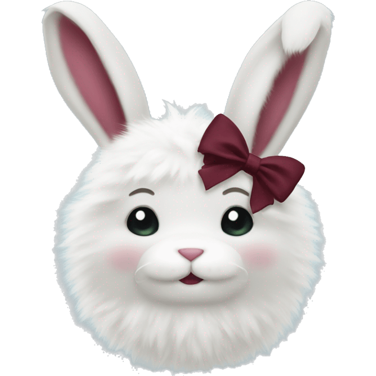 White fluffy bunny with burgundy bow emoji