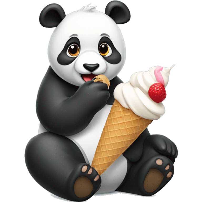 Panda eating ice cream emoji