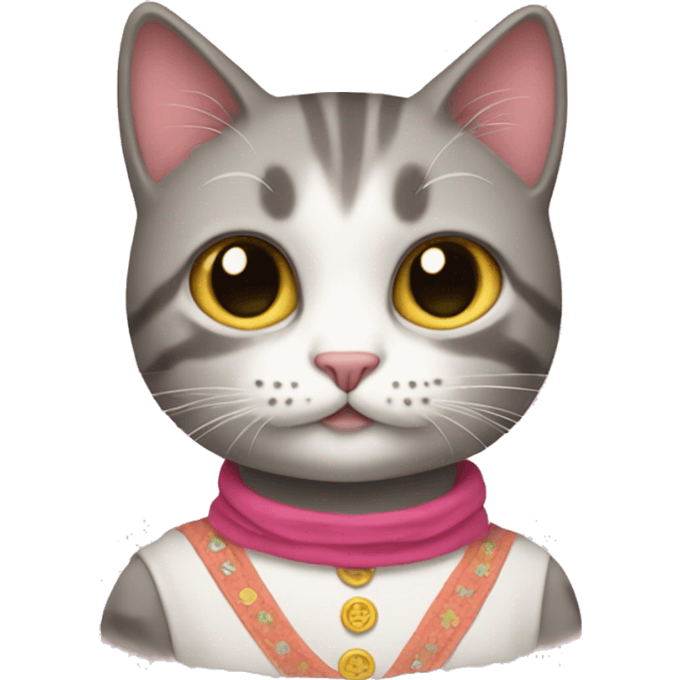 Un gato con vestido emoji