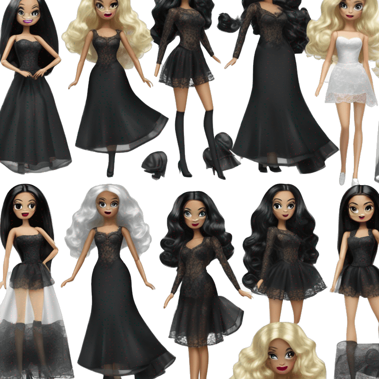 Cute Barbie morticia Addams in organza filigree backless one piece uniform.  emoji