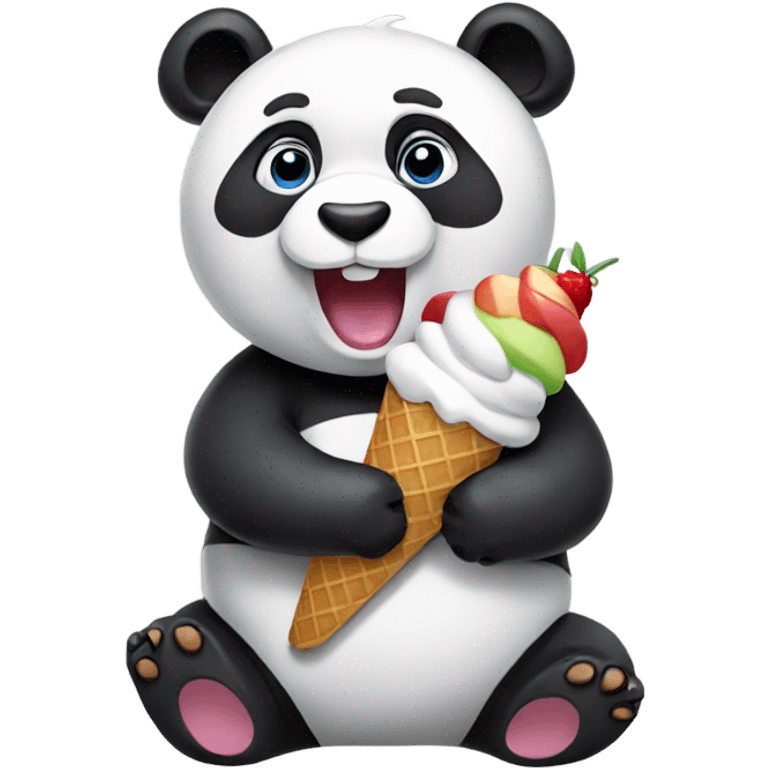 Panda eating ice cream emoji