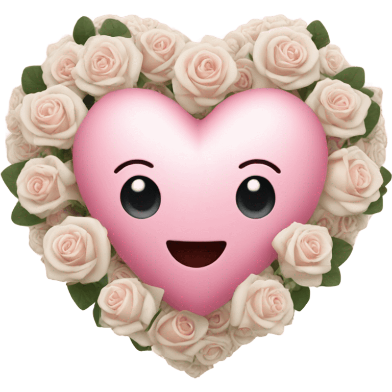 pink Heart with white roses aroun it emoji