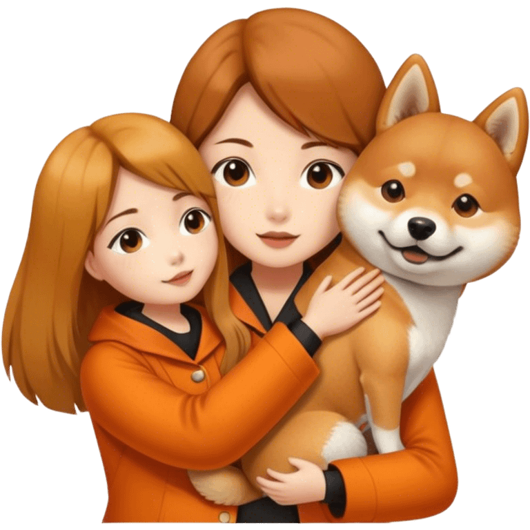 Shiba inu dog with girl brown hair long emoji