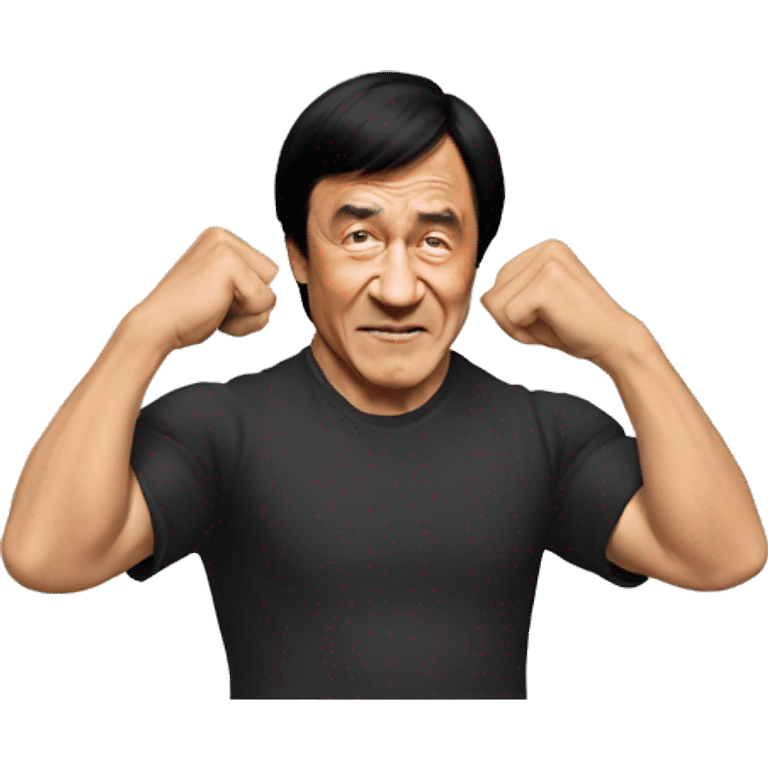 jackie chan with his hands next to his ears emoji