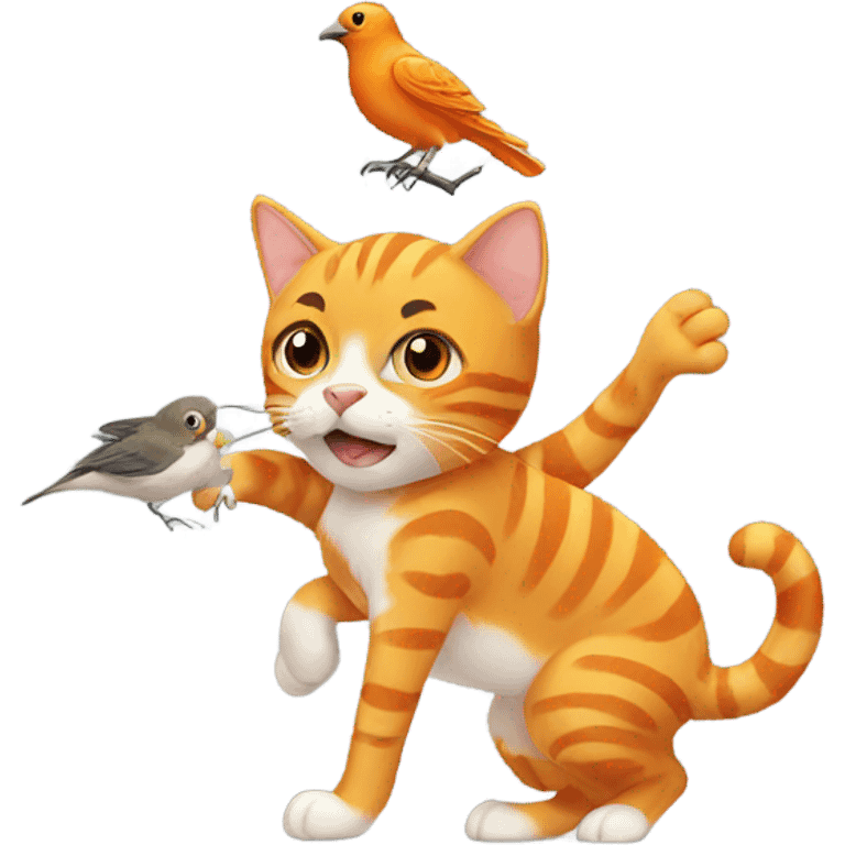 Orange tabby saving a bird emoji