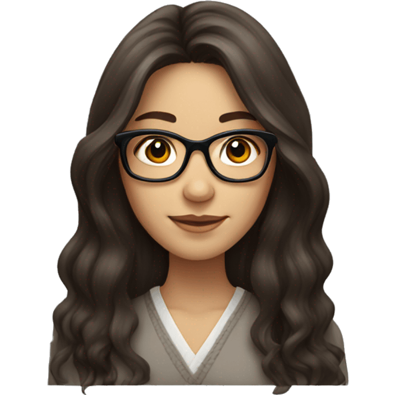 a brunette girl with long hair and hexagone glasses  emoji