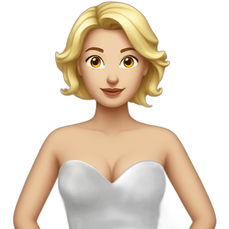 caucasian woman white v-neck strapless emoji