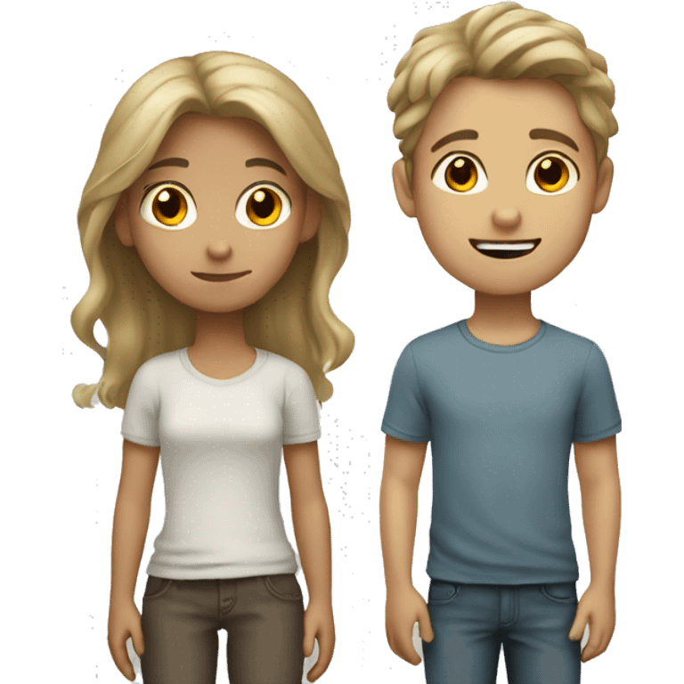 Boy with dirty blond hair girl with brown hair mixed  emoji