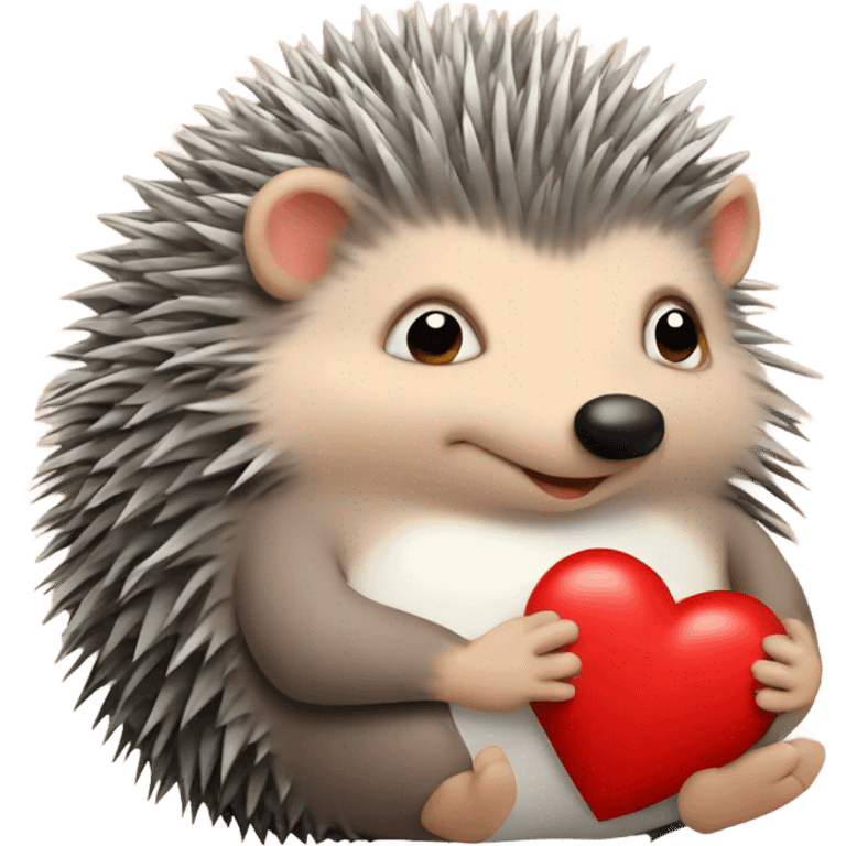 the hedgehog holds the heart emoji