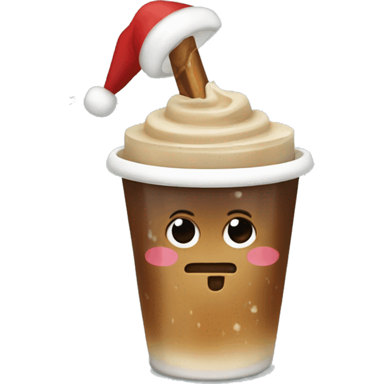 Iced coffee in a Christmas themed cup  emoji