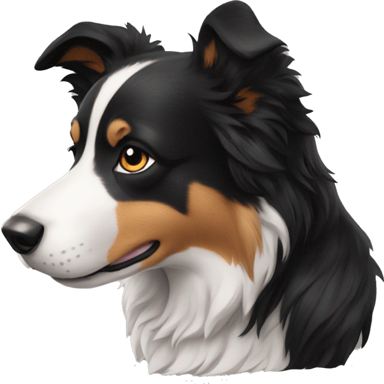 A cute Border Collie with black ears emoji