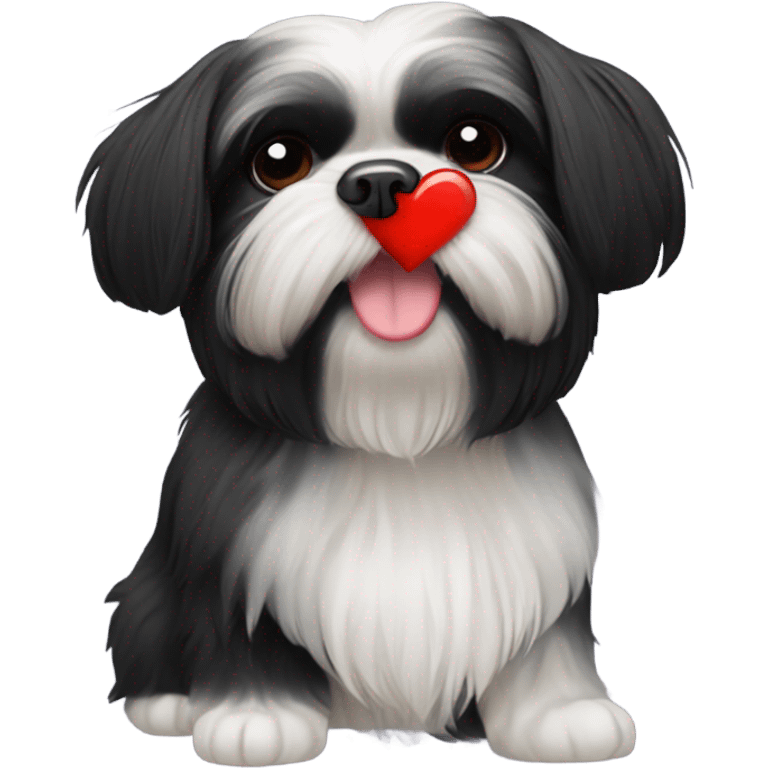 Black shih tzu with a red heart emoji emoji