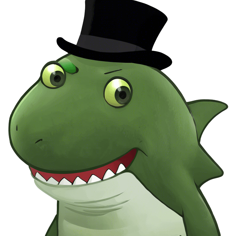 Shark with a top hat emoji