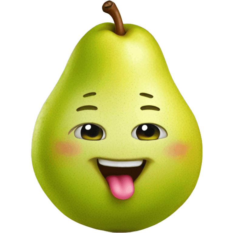 Cute happy pear with tongue emoji